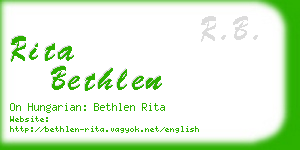 rita bethlen business card